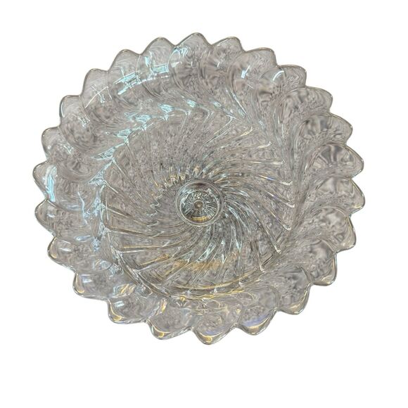 VTG Fostoria‎ Colony 2412 Swirl Glass 10 1/2” Large Footed Fruit Bowl Scalloped - Picture 5 of 9